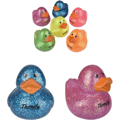 Custom 3 3/4 Glitter Rubber Ducks with Logo WL2033X