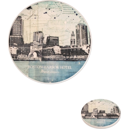 Custom Single Round Absorbent Stone Coaster with Logo WL2061X