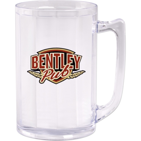Custom 16 Oz Plastic Fluted Beer Mug with Handle with Logo WL2240X