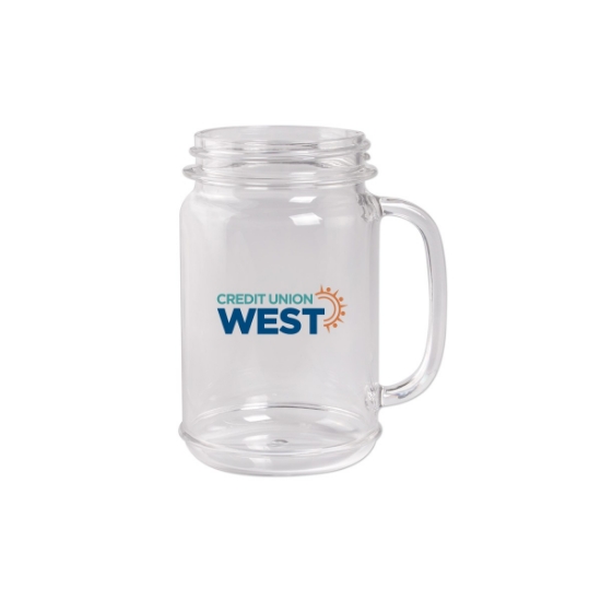 Custom 16 Oz Plastic Mason Jar with Handle with Logo WL2243X