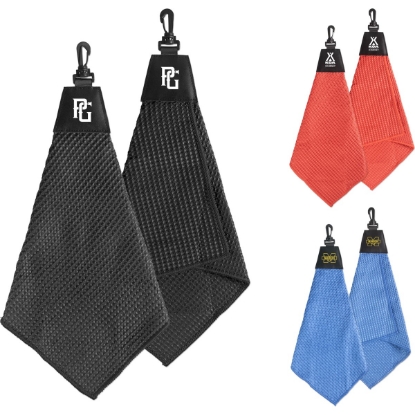 Custom Tri-Fold Waffle Towel with Clip with Logo GLFTWL