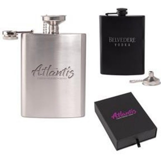 Custom Oakhurst 8 Oz. Flask and Funnel Gift Set with Logo SNGFGS