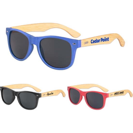 Custom Wheat Straw Frame Iconic Bamboo Arm Sunglasses with Logo SUNECO