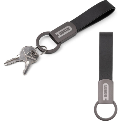 Custom Axis Gunmetal Leather Keyring with Logo A1109