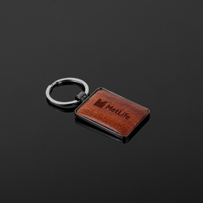 Custom ForgeWood Rectangle Keychain with Logo A4097
