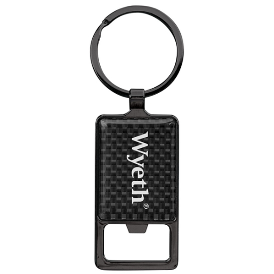 Custom Saugus Key Chain Bottle Opener - Black with Logo A7021