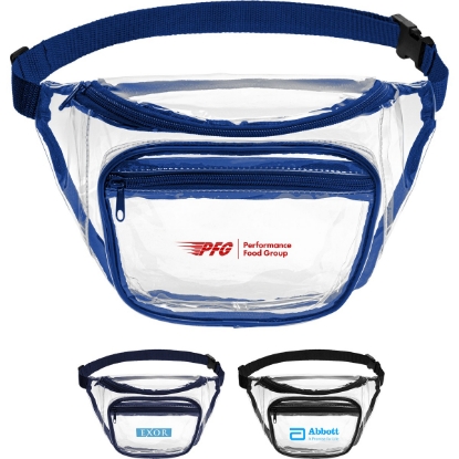 Custom Clear PVC Fanny Pack with Dual Pockets - Large with Logo B111