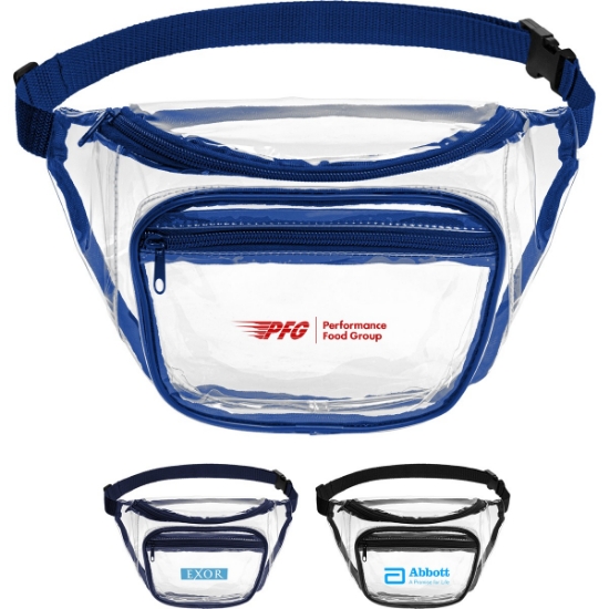 Custom Clear PVC Fanny Pack with Dual Pockets - Large with Logo B111