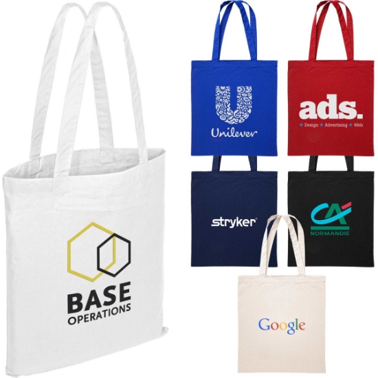 Custom 15x16 Calico Cotton Tote Bag - 140GSM with Logo B501