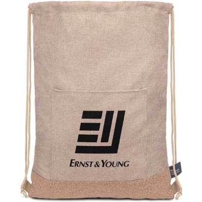Custom Taylor RPET Drawstring Backpack - Khaki with Logo B616