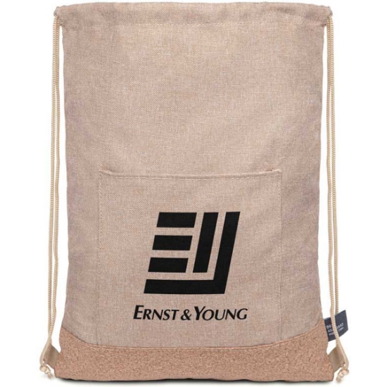 Custom Taylor RPET Drawstring Backpack - Khaki with Logo B616