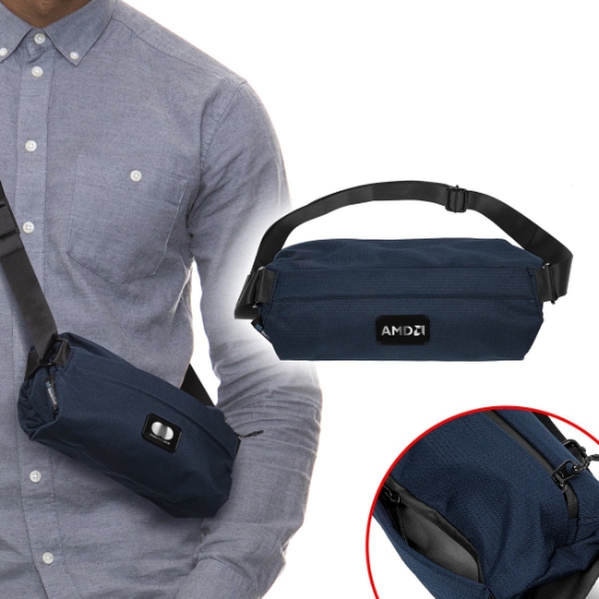 Custom Waste2Gear Recycled Ocean Plastic Fabric Sling Bag with Logo B633