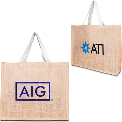 Custom 10oz. Jute Tote Bag with Cotton Webbing Handle with Logo B714