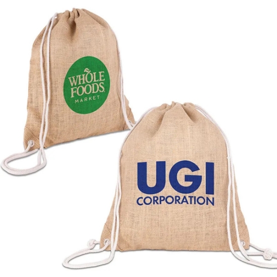 Custom India Jute Drawstring Bag with Logo B717