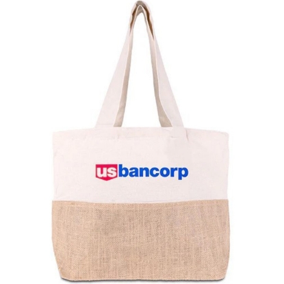 Custom Cotton Canvas Tote Bag with Jute Gusset with Logo B720