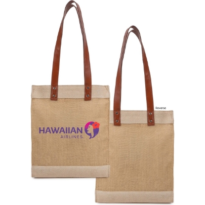 Custom Premium Weave Golden Jute Tote with Logo B746