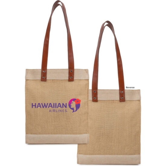Custom Premium Weave Golden Jute Tote with Logo B746