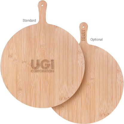 Custom 15-Inch Round Bamboo Pizza Cutting Board with Logo H476