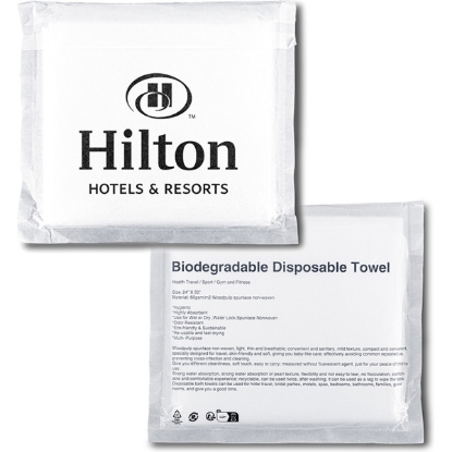 Custom Disposable Biodegradable Towel - White with Logo H771