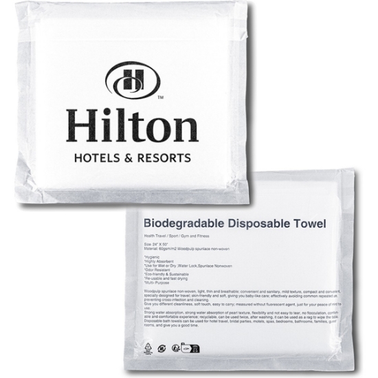 Custom Disposable Biodegradable Towel - White with Logo H771