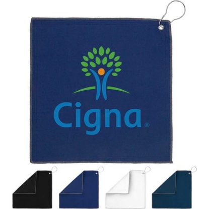 Custom 12x12 Recycled Golf Towel with Carabiner with Logo H812