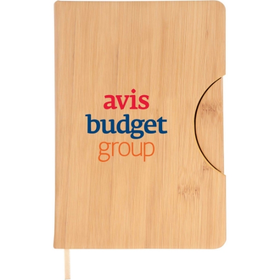 Custom 5.8x8.3 Maui Faux Bamboo Notebook with Phone Holder with Logo JT138