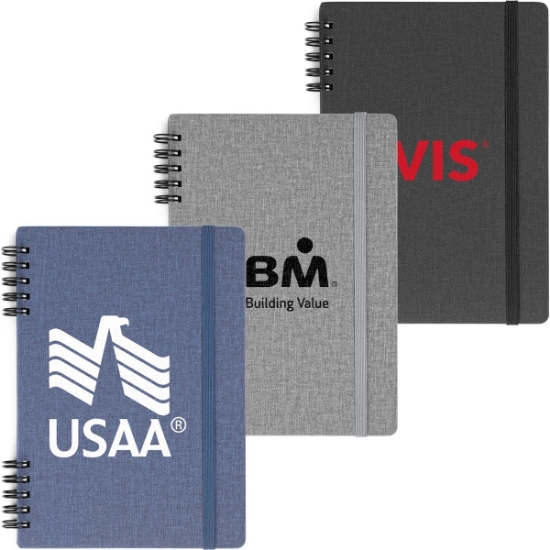 Custom Spiral Linen Leather Notebook with Logo JT147