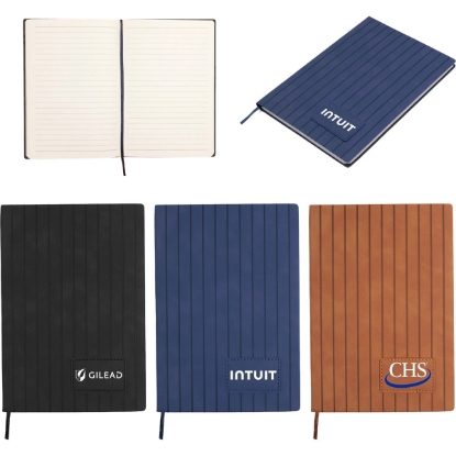 Custom PrimeMark A5 Stripe-Embossed Journal with Logo JT149