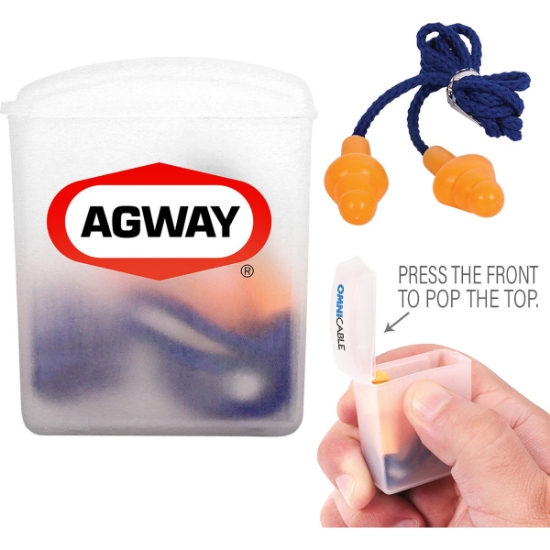Custom Silicone Earplugs With Blue Nylon Cord and Clear Clip Case with Logo K299
