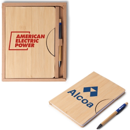 Custom Bamboo Station Journal Set with Logo KT302