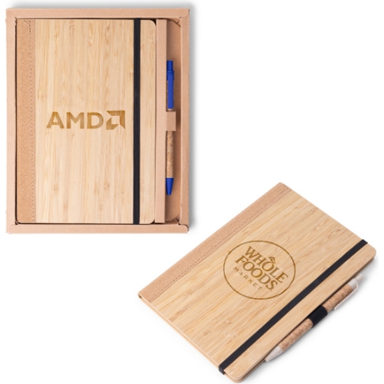 Custom Bamboo & Cork Journal Set with Logo KT303