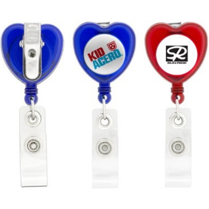 Custom Heart Retractable Badge Holder with Logo L305