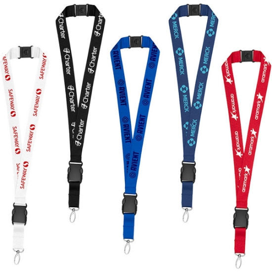 Custom 1 Eco Friendly rPET Lanyard w/ Buckle and Safety Breakaway with Logo L403