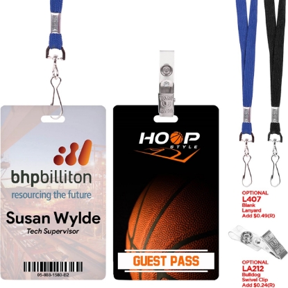 Custom Digital ID / Credential Badge 3 3/8 x 2 1/8 with Logo L816