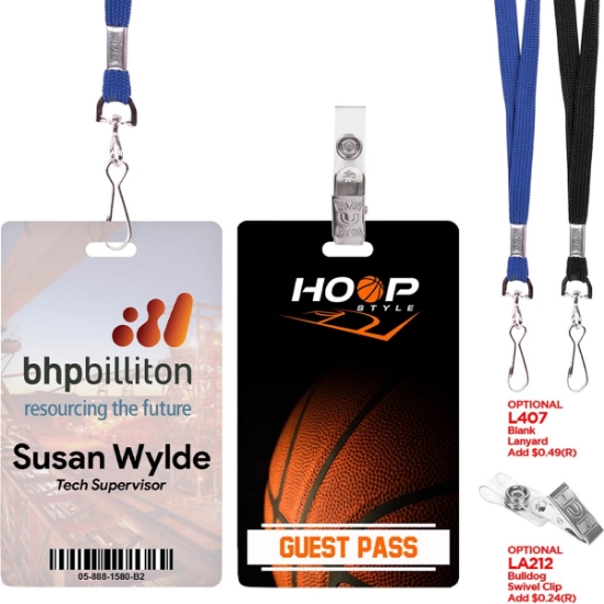 Custom Digital ID / Credential Badge 3 3/8 x 2 1/8 with Logo L816
