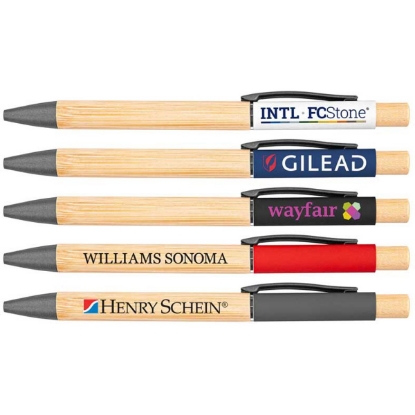 Custom Bamboo Barrel Pen with Gun Metal Clip with Logo P706