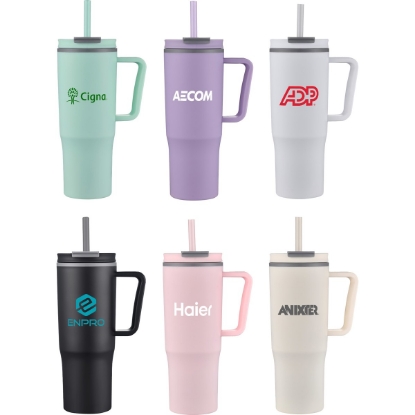 Custom 30oz. Double Wall Mug with Handle and Straw with Logo S300-LD
