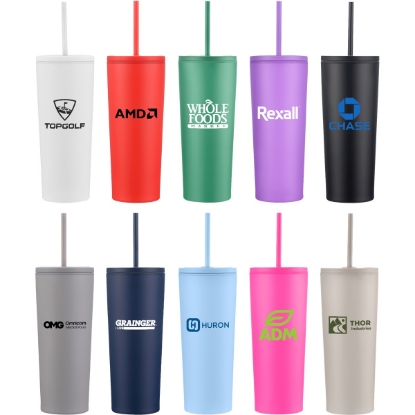 Custom 24oz. Double Wall SS / PP Mug with Straw with Logo S302-LD