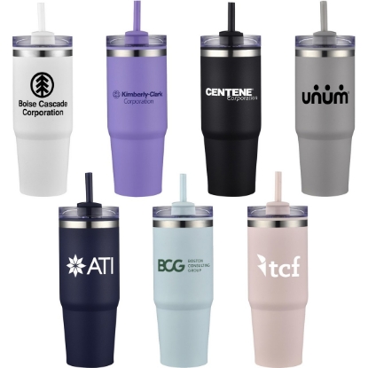 Custom 30oz. Dual Wall Stainless Steel & PP Tumbler with Clear Lid with Logo S303-LD