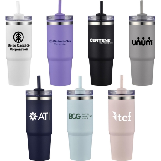 Custom 30oz. Dual Wall Stainless Steel & PP Tumbler with Clear Lid with Logo S303-LD