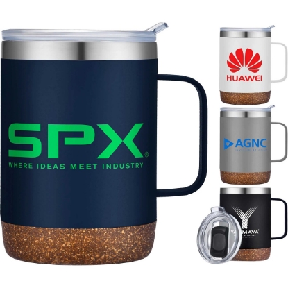Custom 12oz. Vacuum Insulated SS Mug with Cork Bottom with Logo S325-LD