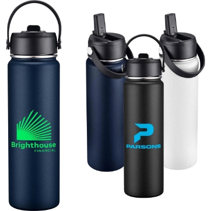 Custom 27oz. Stainless Steel Thermal Water Bottle with Flip Straw with Logo S334-LD