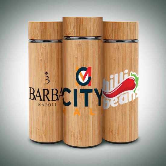 Custom 16oz. Vacuum-Sealed Eco Bamboo Bottle with Logo S844