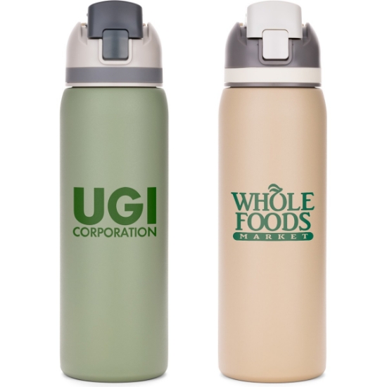 Custom Three-Toned 27oz. Stainless Steel Straw Bottle with Logo S939