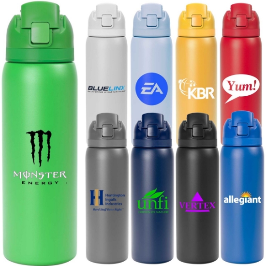 Custom Solid 27oz. Stainless Steel Pop Straw Bottle with Logo S999