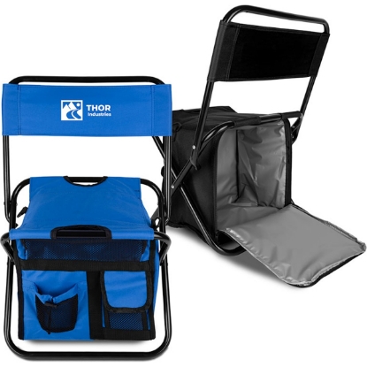 Custom Folding Chair with 24 Can Cooler Bag & Pockets with Logo T114