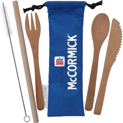 Custom Bamboo Utensils with RPET Pouch with Logo T615