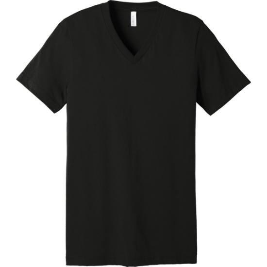 Custom BELLA+CANVAS Unisex Jersey Short Sleeve V-Neck Tee. Black