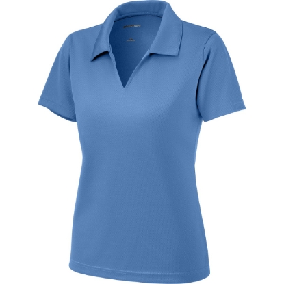 Custom Sport-Tek Womens Dri-Mesh V-Neck Polo. Blueberry Blue