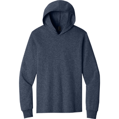 Custom Port & Co Core Cotton Pullover Hooded Tee Heather Navy Blue